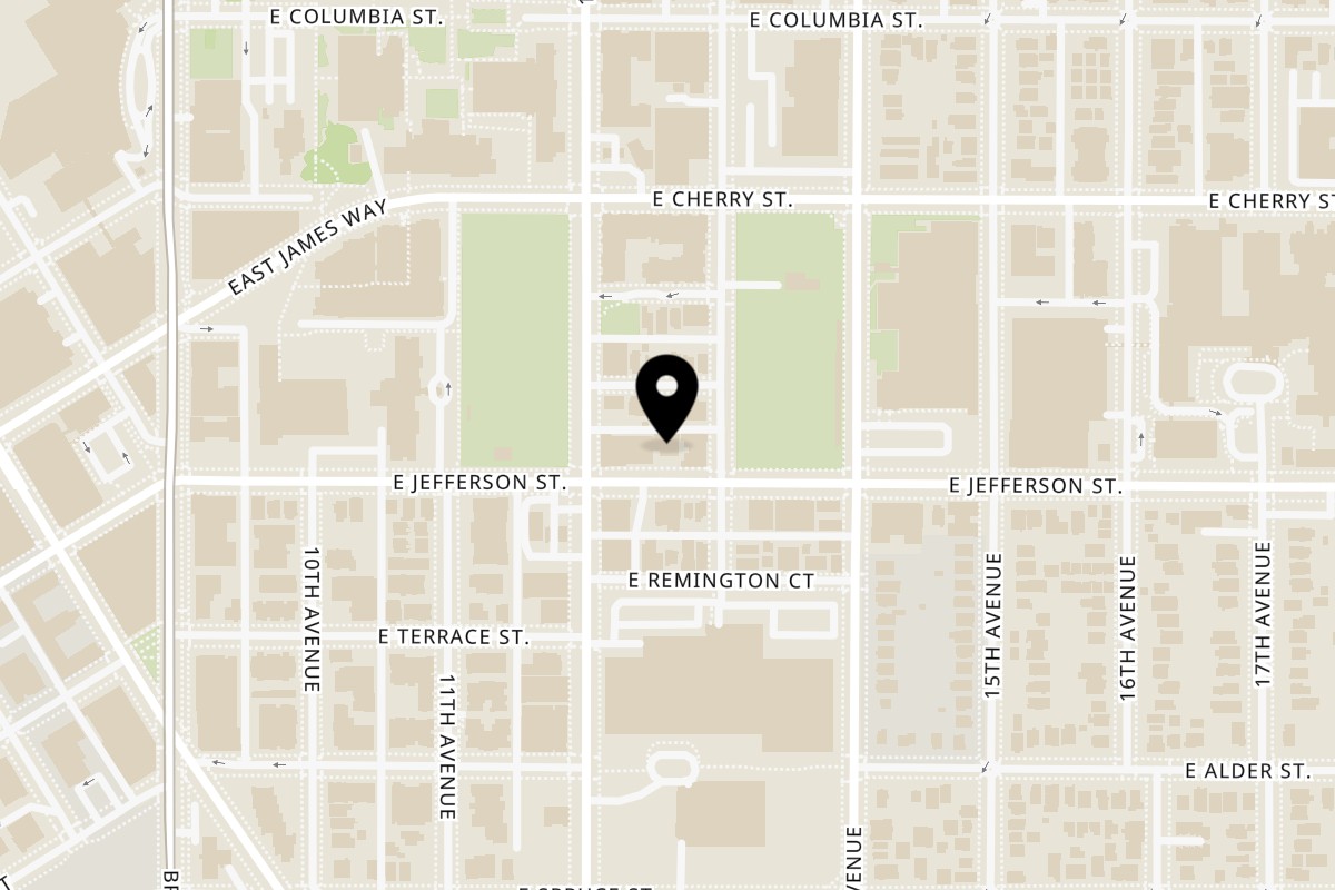 Map showing the location of Taste of the Caribbean & Red Lounge on 1212 E Jefferson St in Seattle